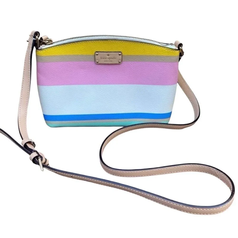 KATE SPADE Dune Striped Millie Grove Street Crossbody Bag Leather Multicolor EUC